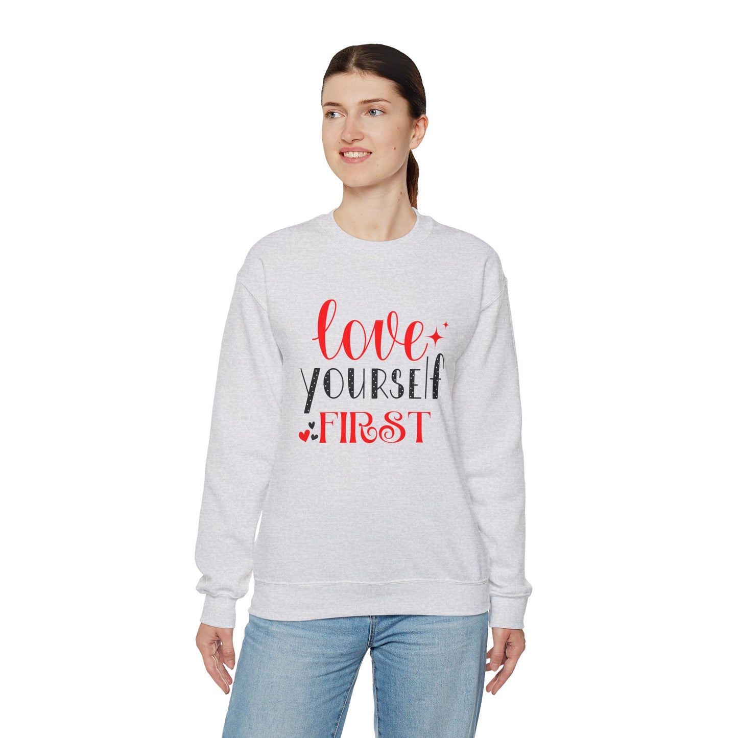 Love Yourself First I, Unisex Heavy Blend™ Crewneck Sweatshirt