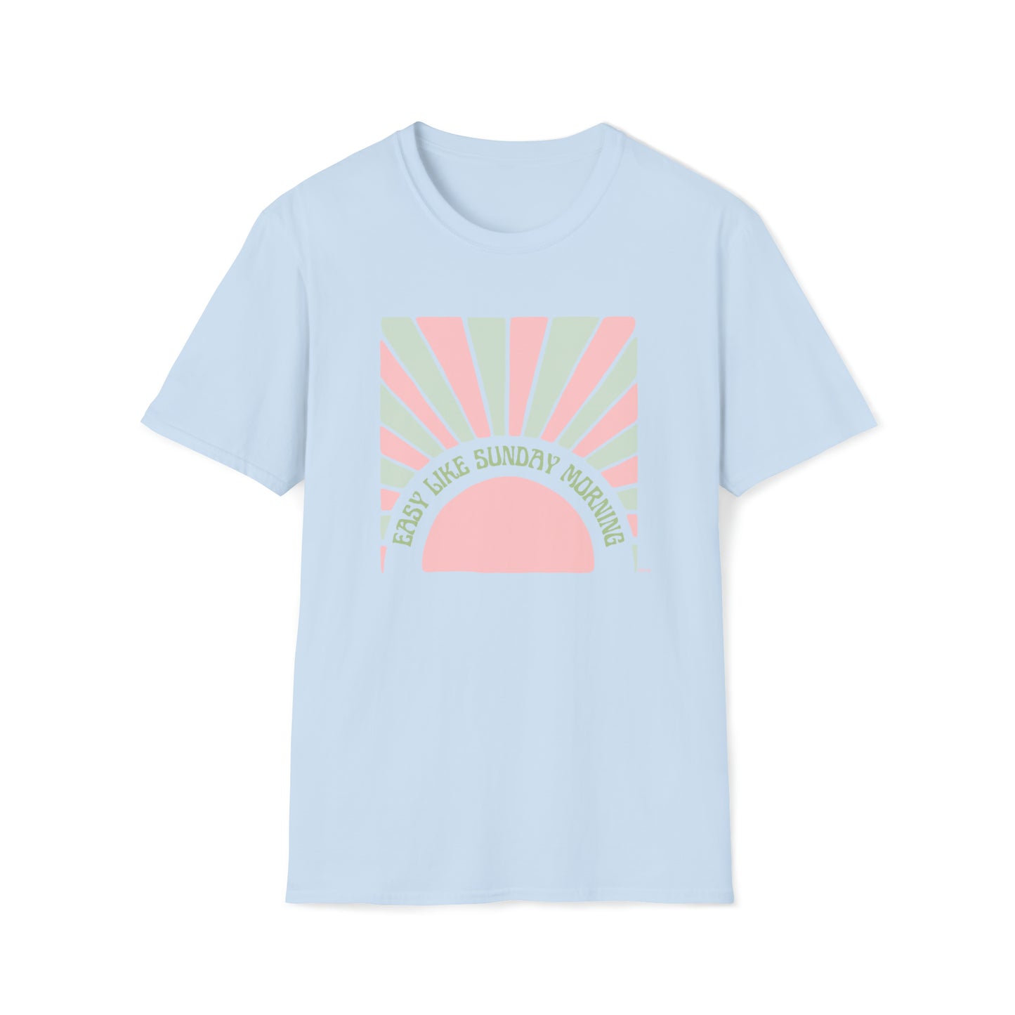 Easy Like Sunday Morning Pink & Green, Unisex Softstyle T-Shirt