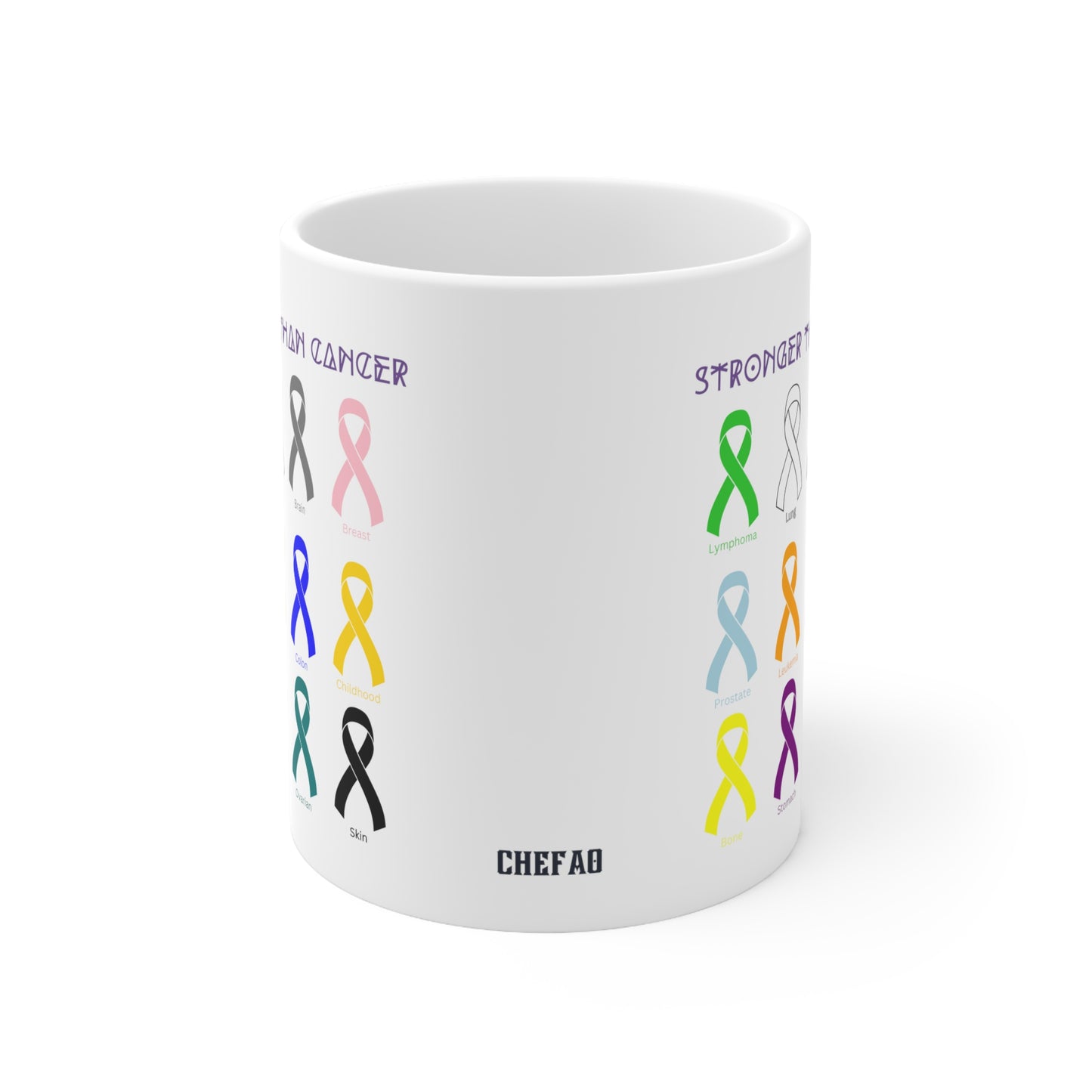 Chefao Stronger Than Cancer I, White Coffee Mug, 11oz