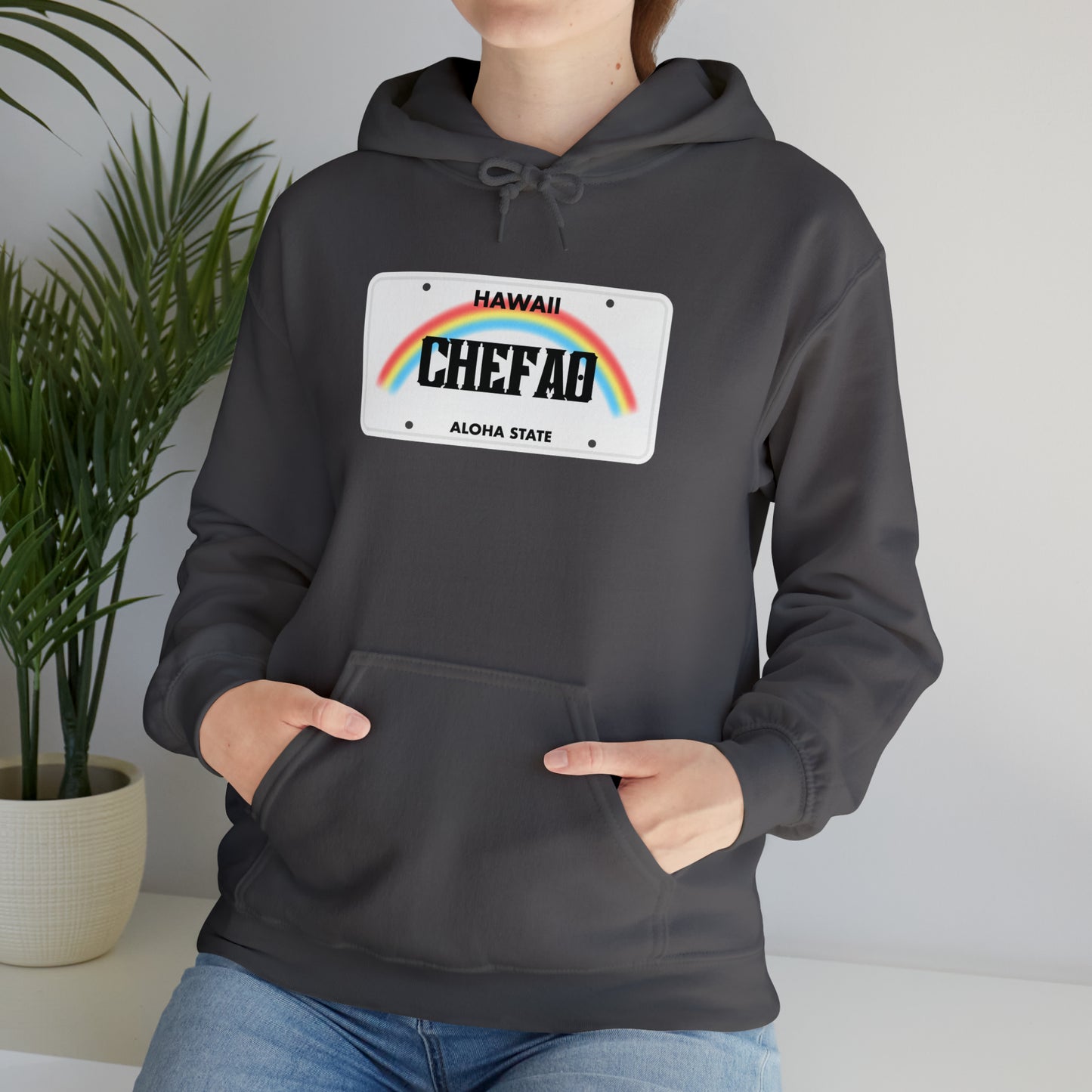 Chefao Hawaii License Plate I, Unisex Heavy Blend Hooded Sweatshirt