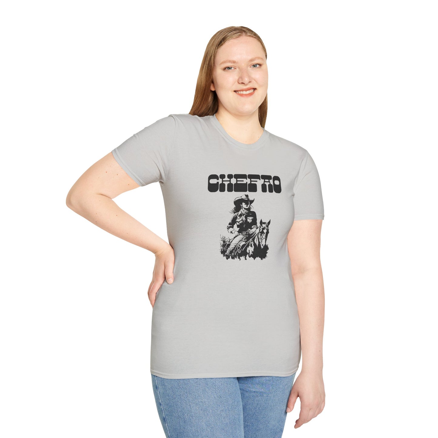 Chefao Cowgirl V, Unisex Softstyle T-Shirt