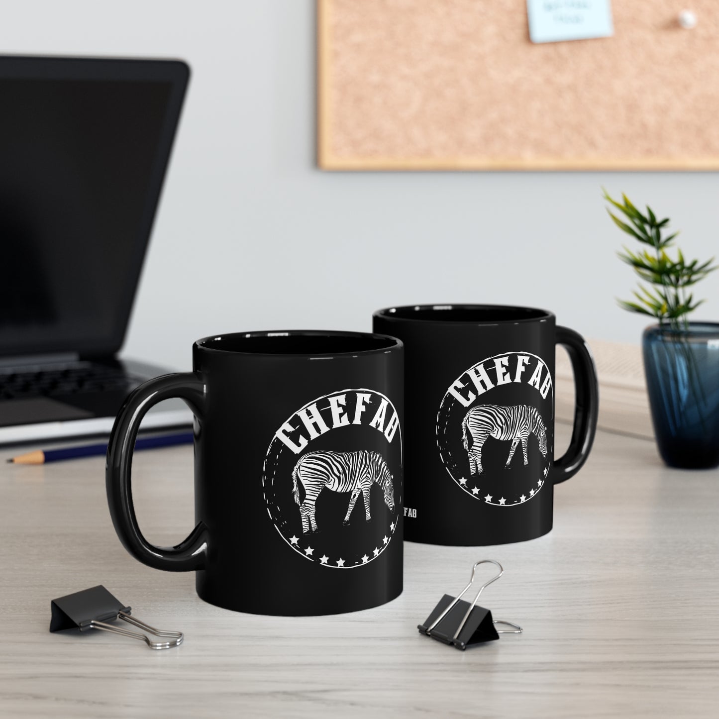 Chefao Zebra I, Black Coffee Mug, 11oz