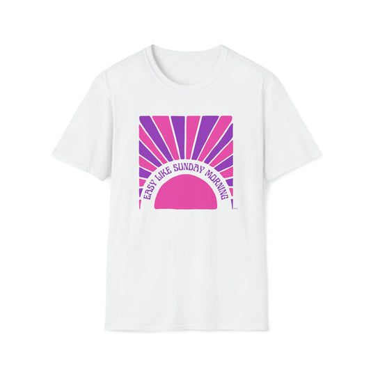 Easy Like Sunday Morning Pink & Purple, Unisex Softstyle T-Shirt