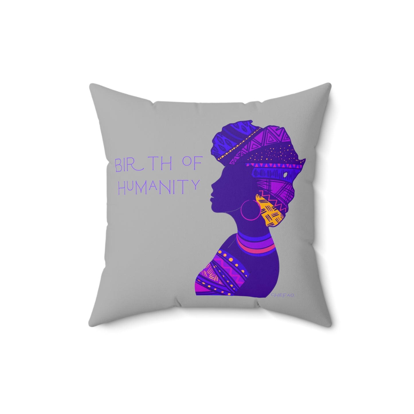 Birth of Humanity™ I (Purple/Gray), Spun Polyester Square Pillow