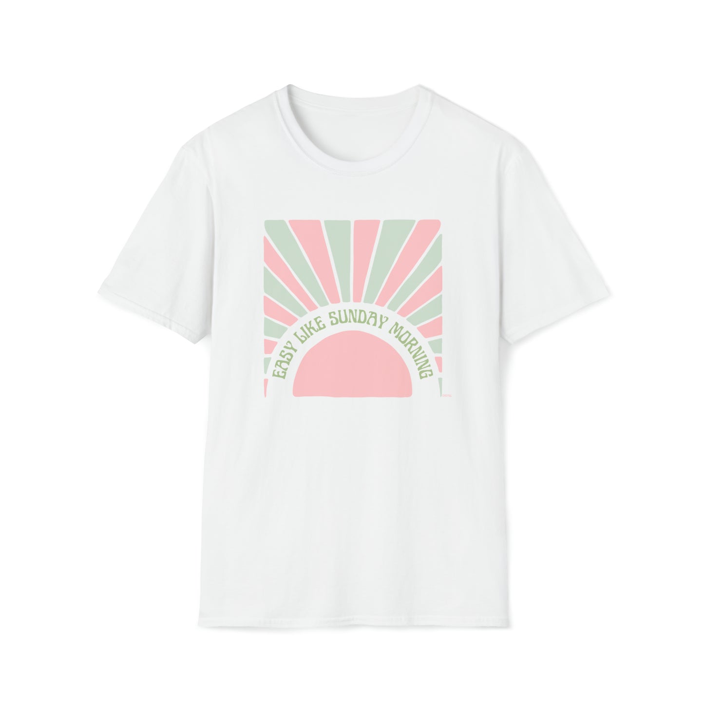 Easy Like Sunday Morning Pink & Green, Unisex Softstyle T-Shirt