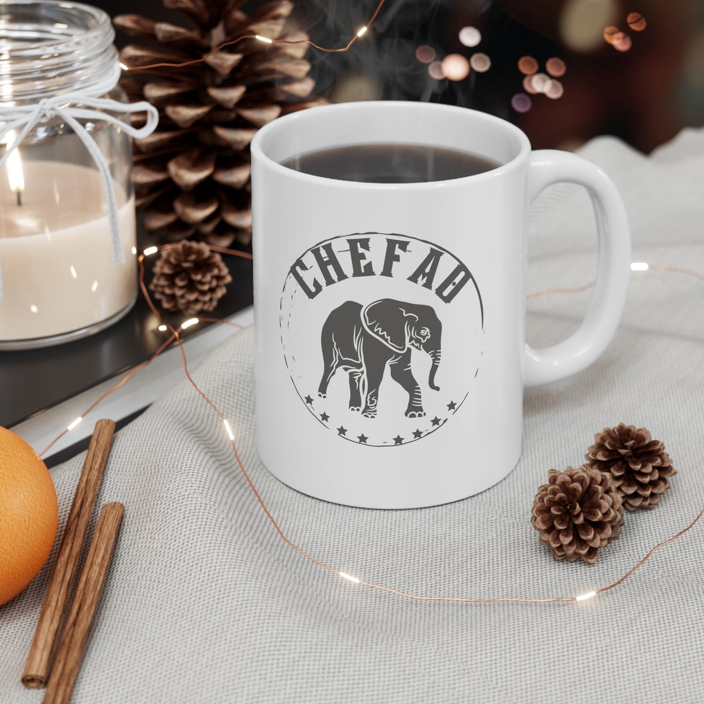 Chefao Elephant II, White Coffee Mug, 11oz