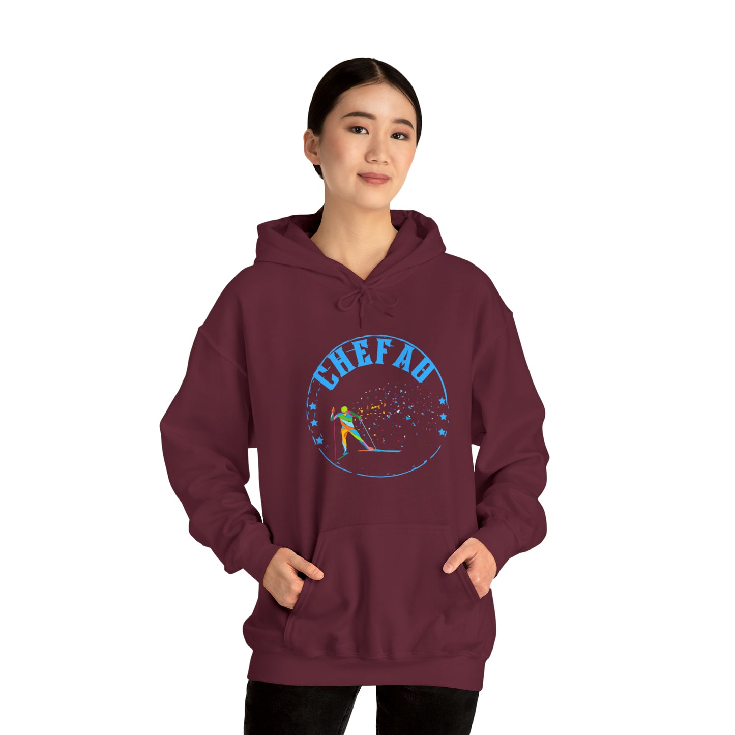 Chefao Cross Country Skiing II, Unisex Heavy Blend Hooded Sweatshirt