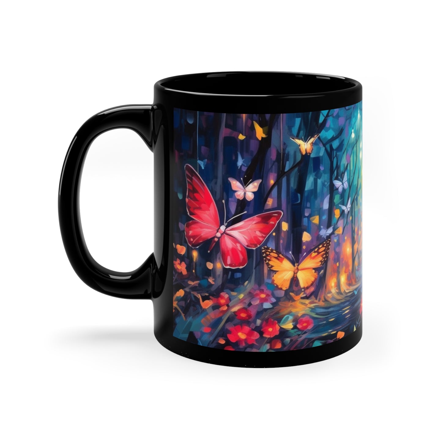 Colorful Butterflies, 11oz Black Coffee Mug