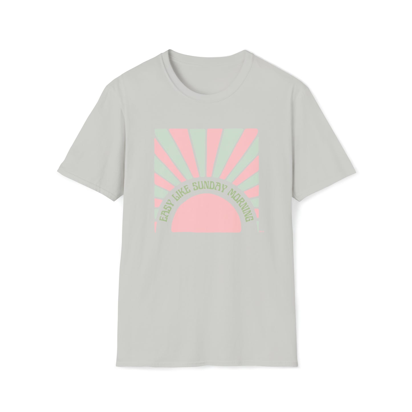 Easy Like Sunday Morning Pink & Green, Unisex Softstyle T-Shirt