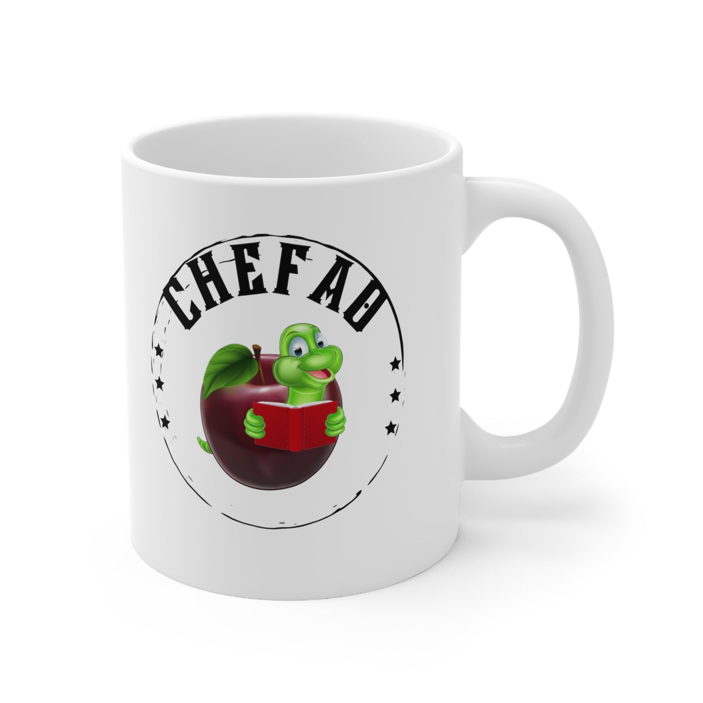 Chefao Bookworm II, White Coffee Mug, 11oz