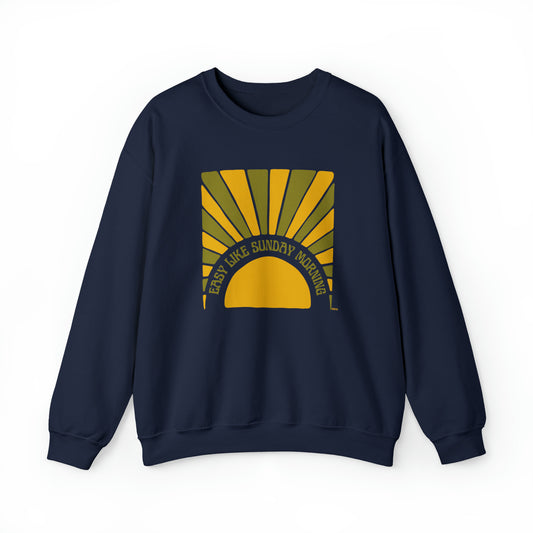 Easy Like Sunday Morning Green & Yellow, Unisex Heavy Blend Crewneck Sweatshirt