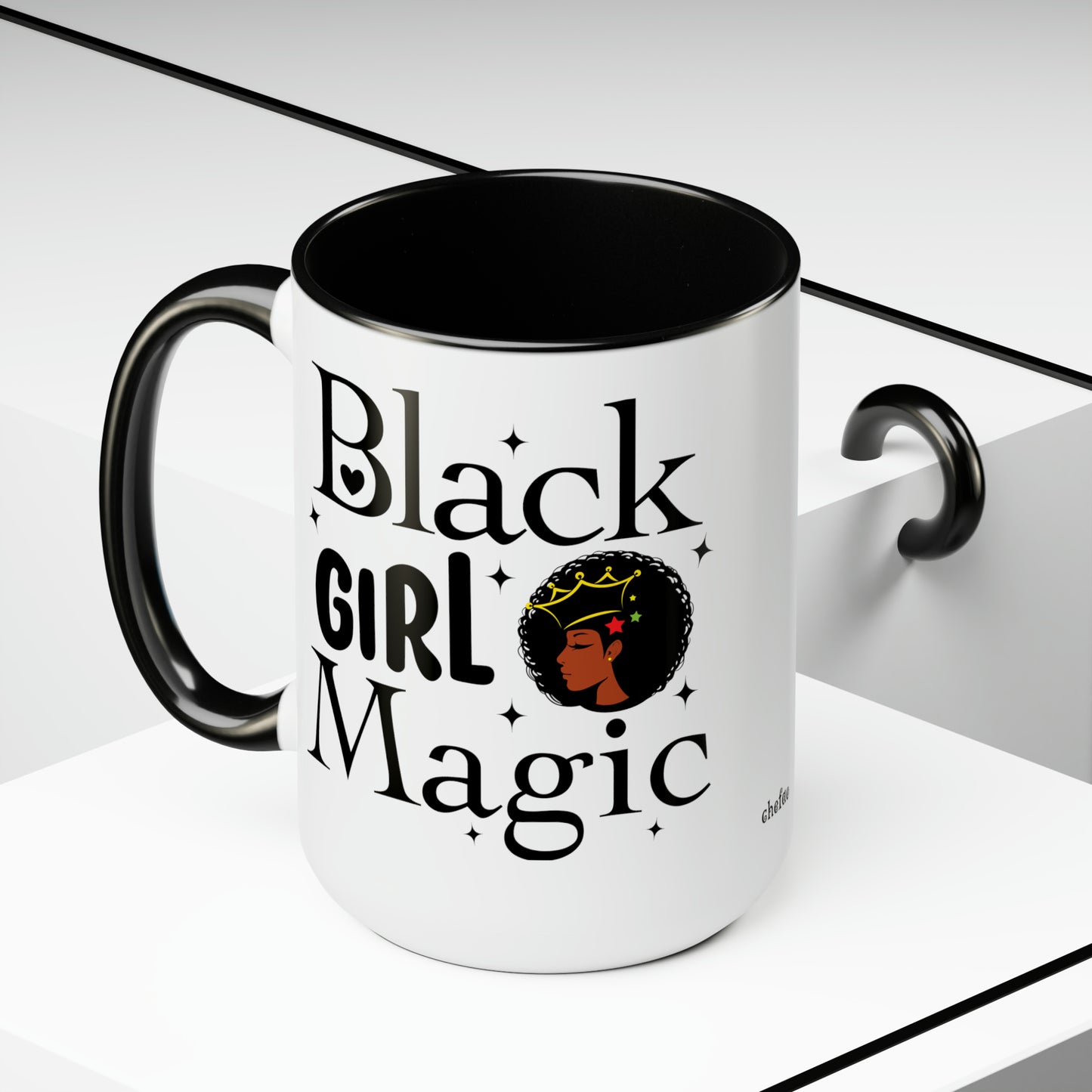 Chefao Black Girl Magic I, Two-Tone Coffee Mugs, 15oz