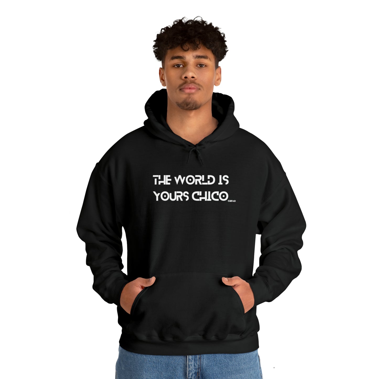 The World is Yours Chico, Unisex Heavy Blend Hooded Sweatshirt