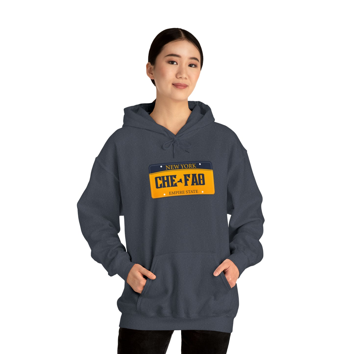 Chefao New York License Plate I, Unisex Heavy Blend Hooded Sweatshirt