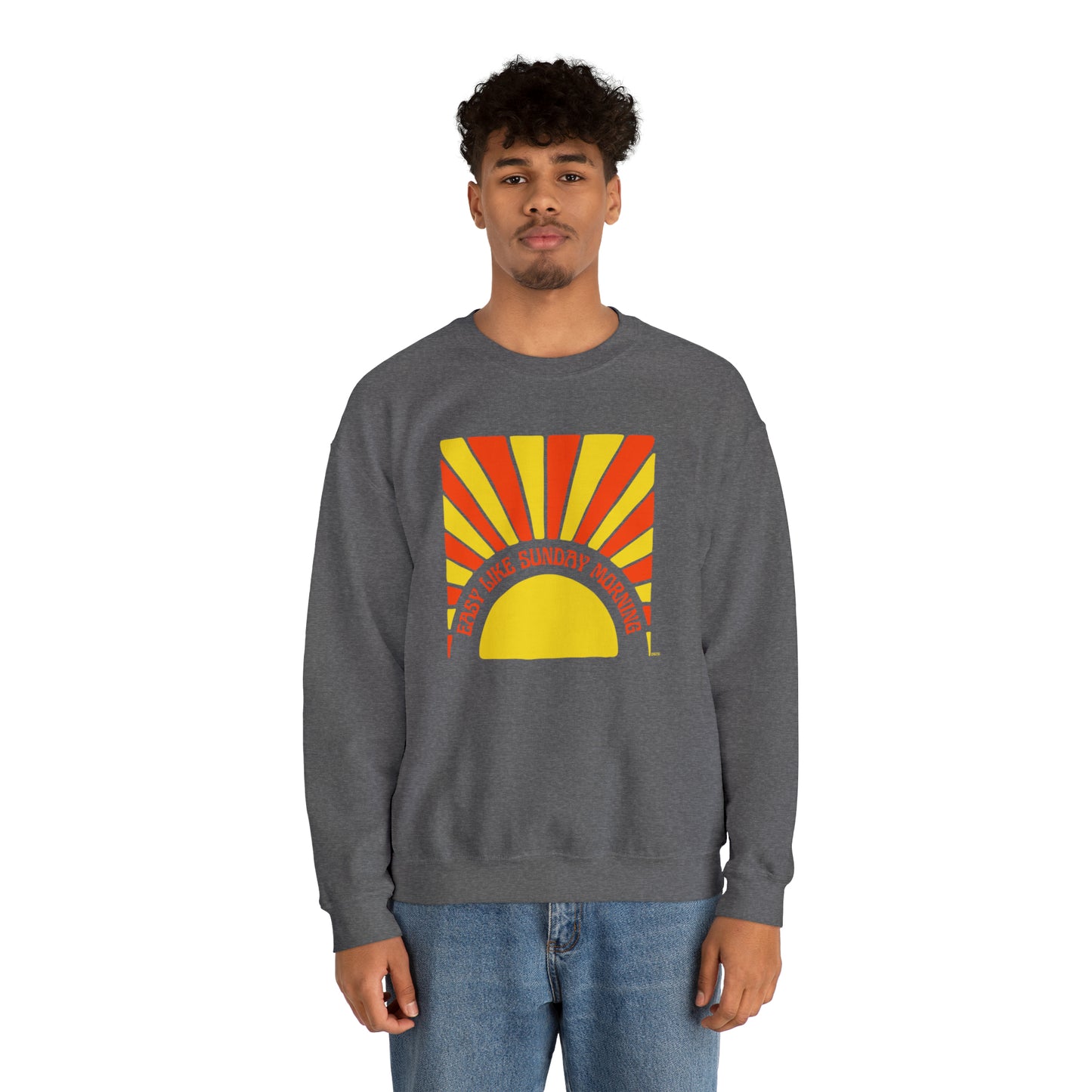 Easy Like Sunday Morning Orange & Yellow, Unisex Heavy Blend Crewneck Sweatshirt