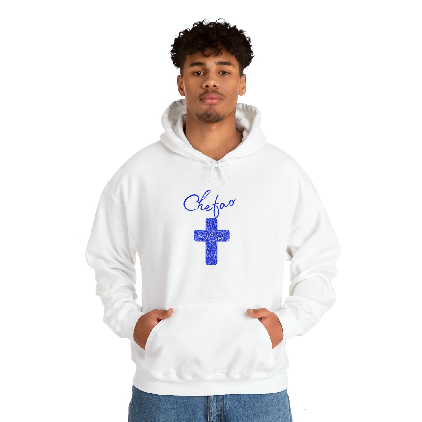 Chefao Cross I Blue, Unisex Heavy Blend™ Hooded Sweatshirt