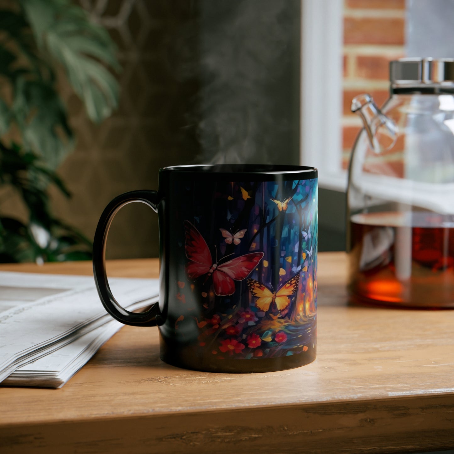 Colorful Butterflies, 11oz Black Coffee Mug