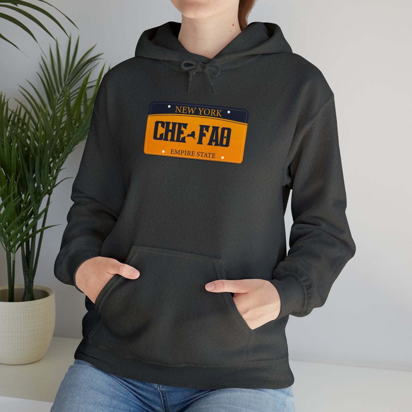 Chefao New York License Plate I, Unisex Heavy Blend Hooded Sweatshirt