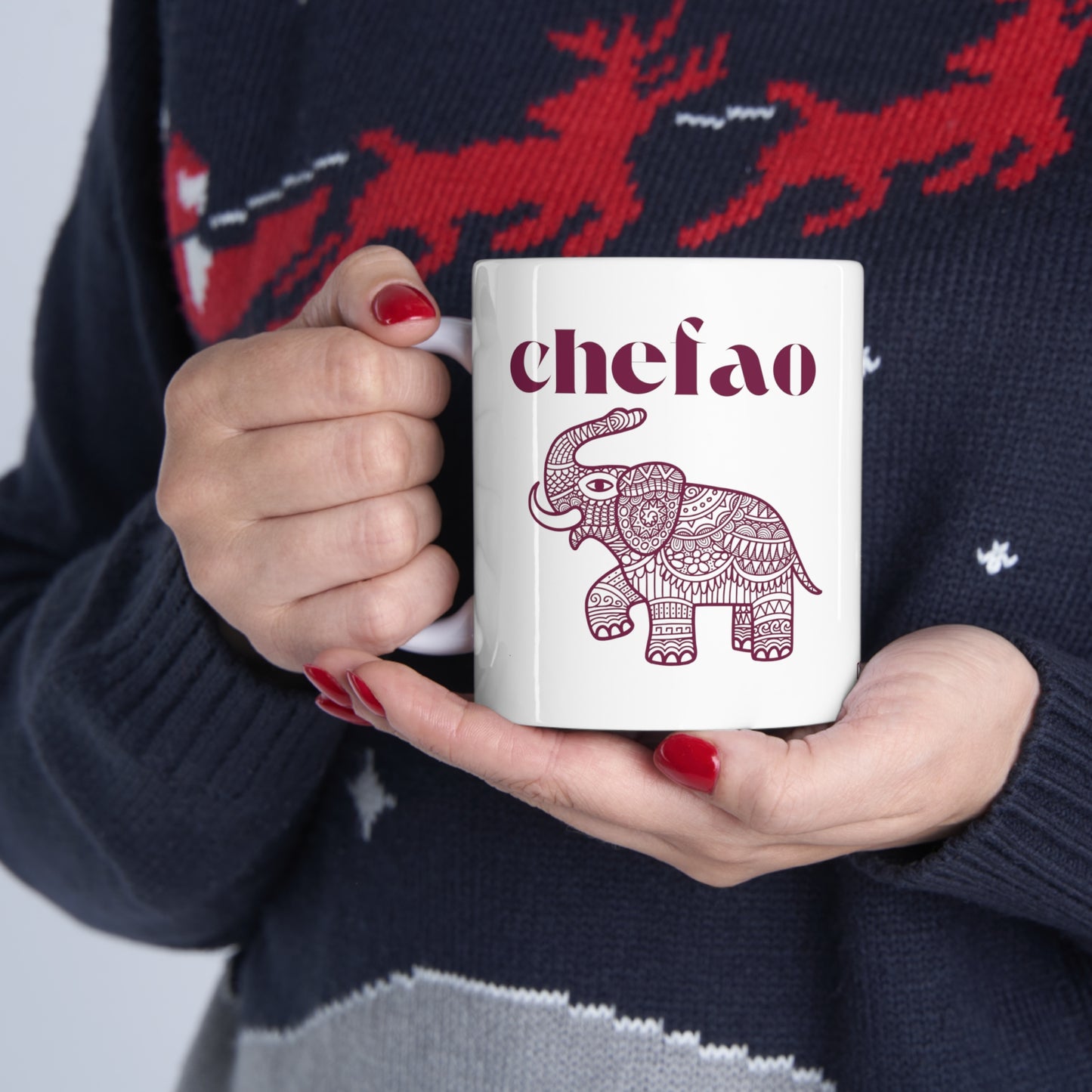 Chefao Elephant III, White Coffee Mug, 11oz