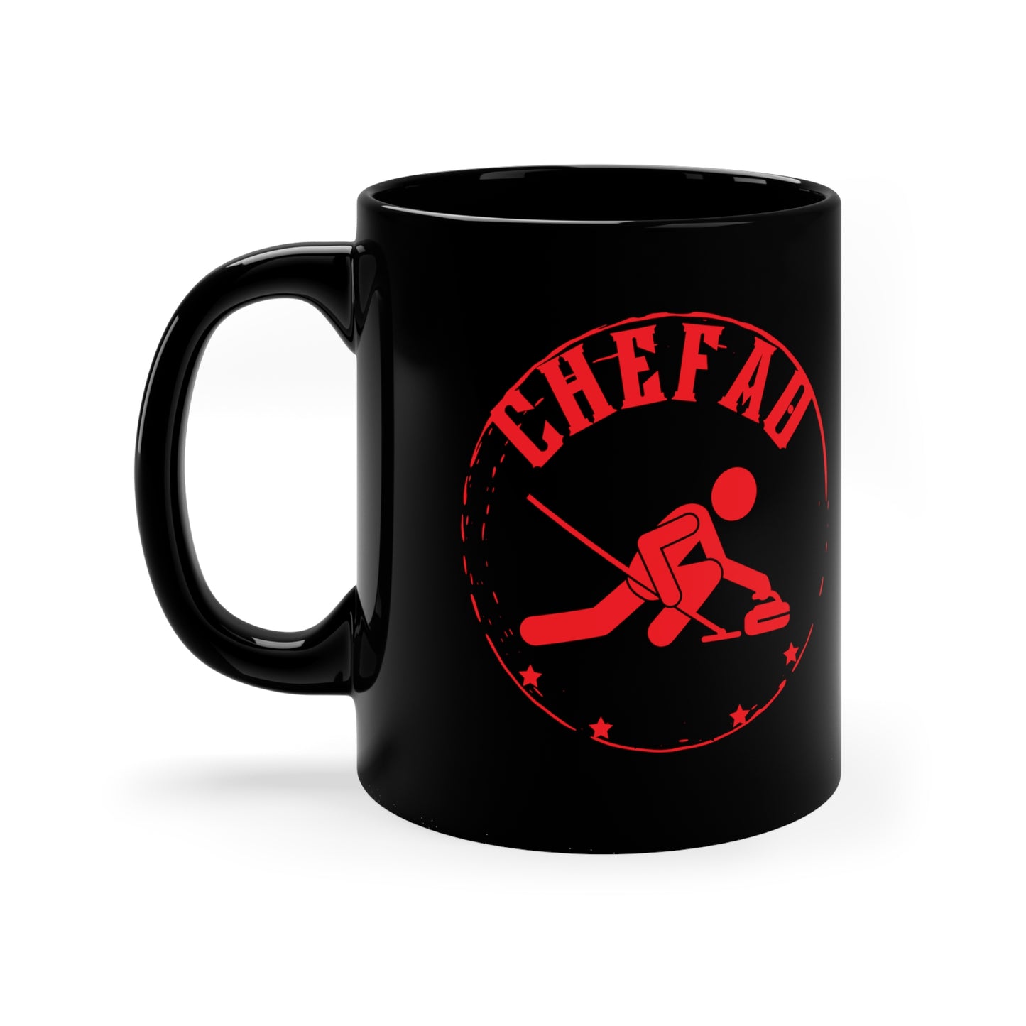 Chefao Curling II, Black Coffee Mug, 11oz