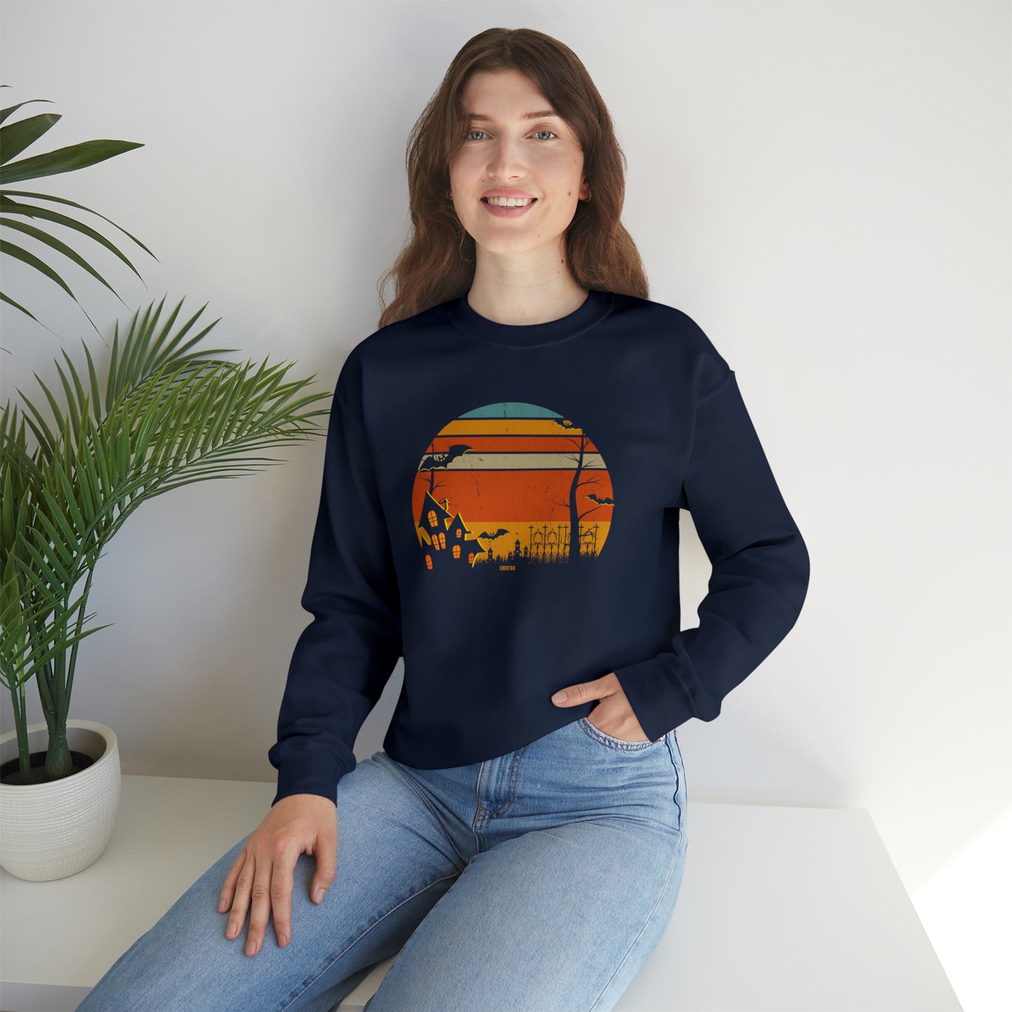 Retro Halloween, Unisex Heavy Blend Crewneck Sweatshirt