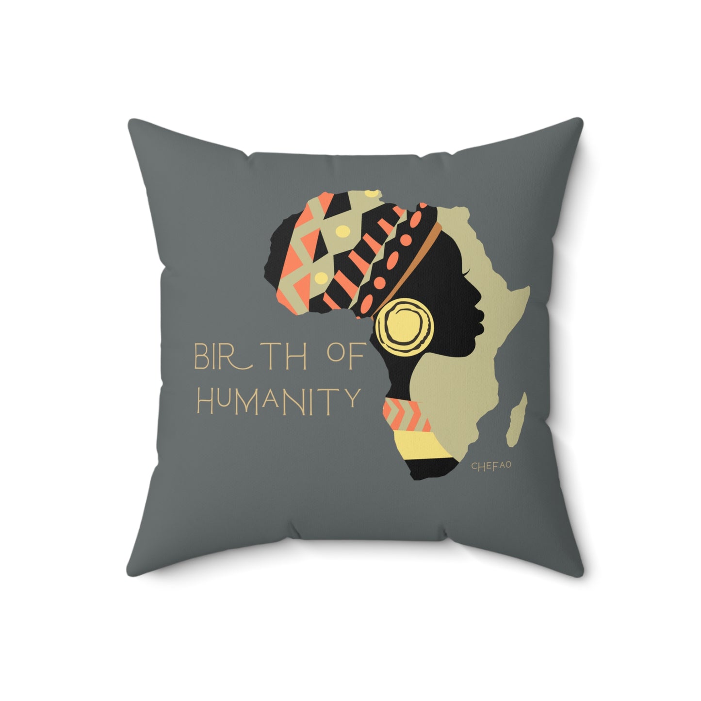 Birth of Humanity™ II (Gray), Spun Polyester Square Pillow