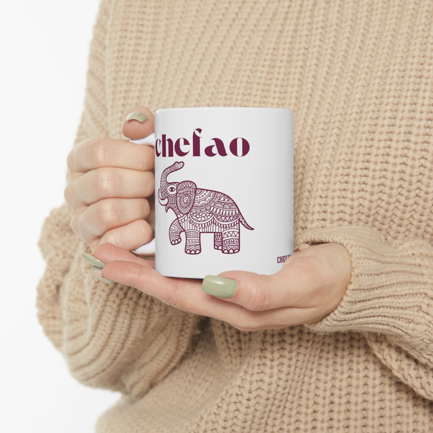 Chefao Elephant III, White Coffee Mug, 11oz