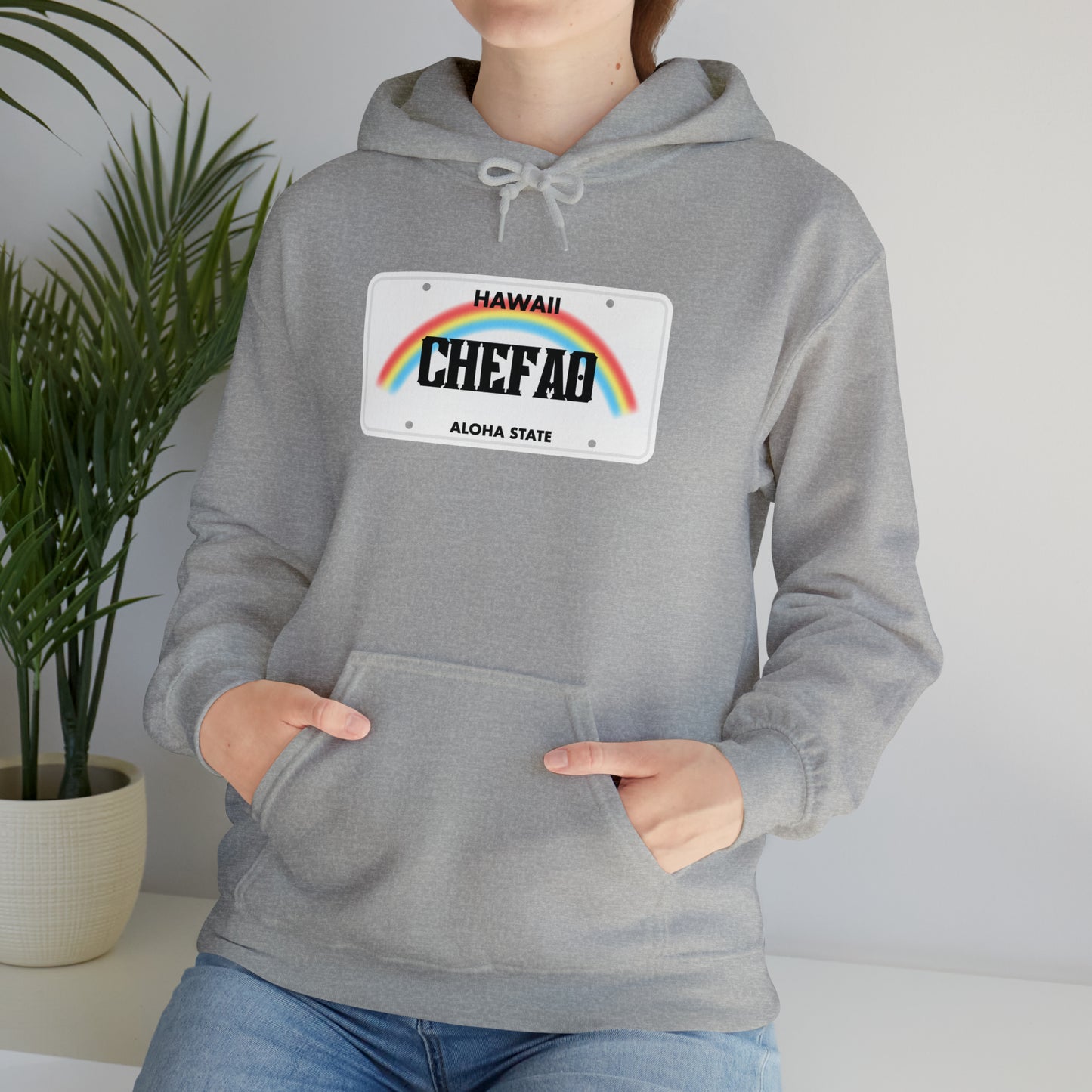 Chefao Hawaii License Plate I, Unisex Heavy Blend Hooded Sweatshirt