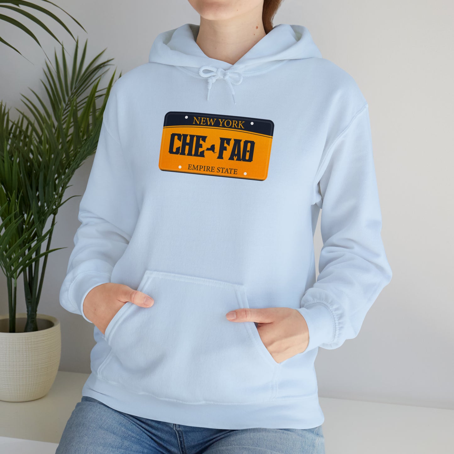 Chefao New York License Plate I, Unisex Heavy Blend Hooded Sweatshirt