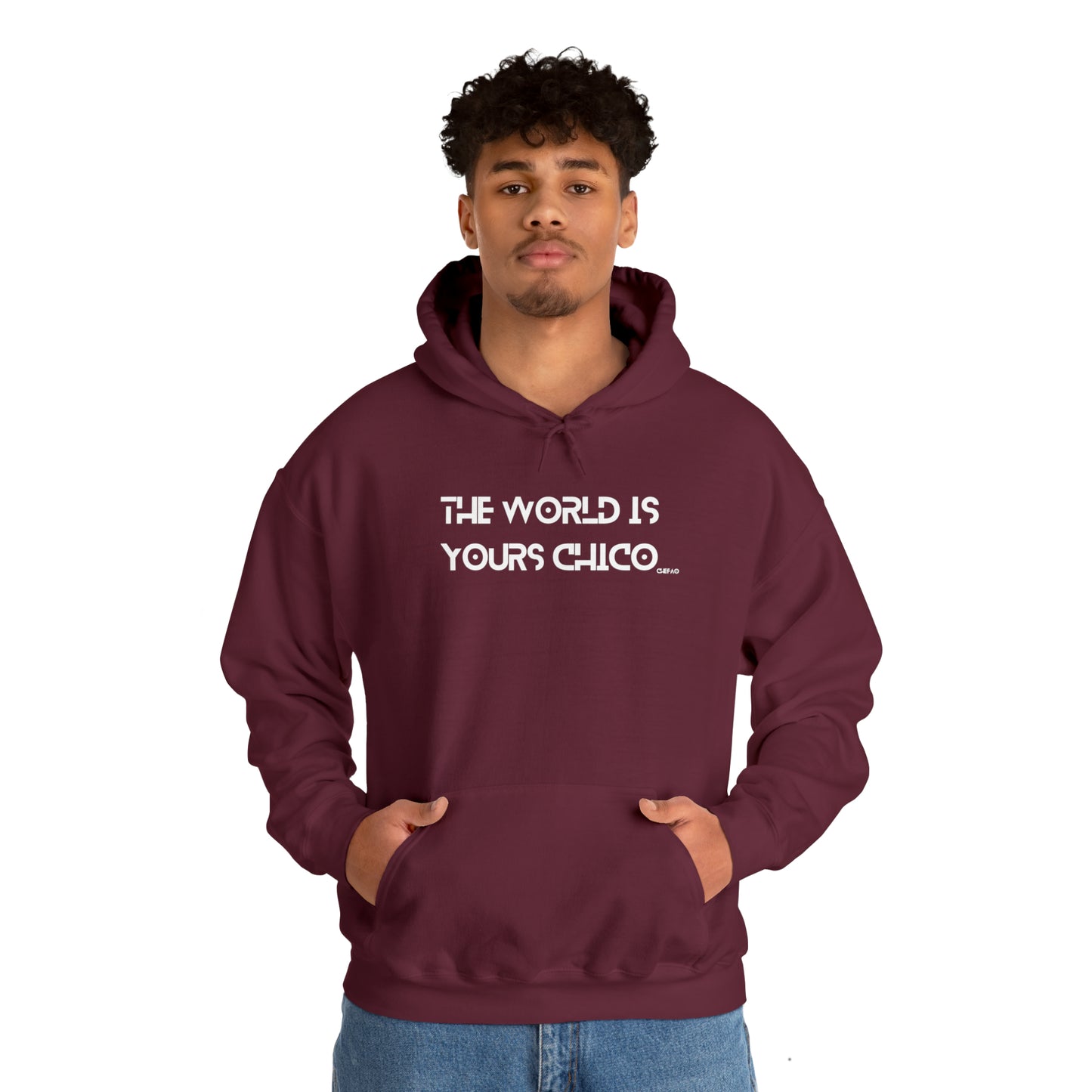 The World is Yours Chico, Unisex Heavy Blend Hooded Sweatshirt