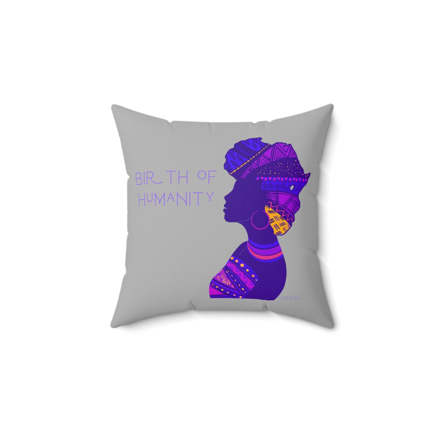 Birth of Humanity™ I (Purple/Gray), Spun Polyester Square Pillow