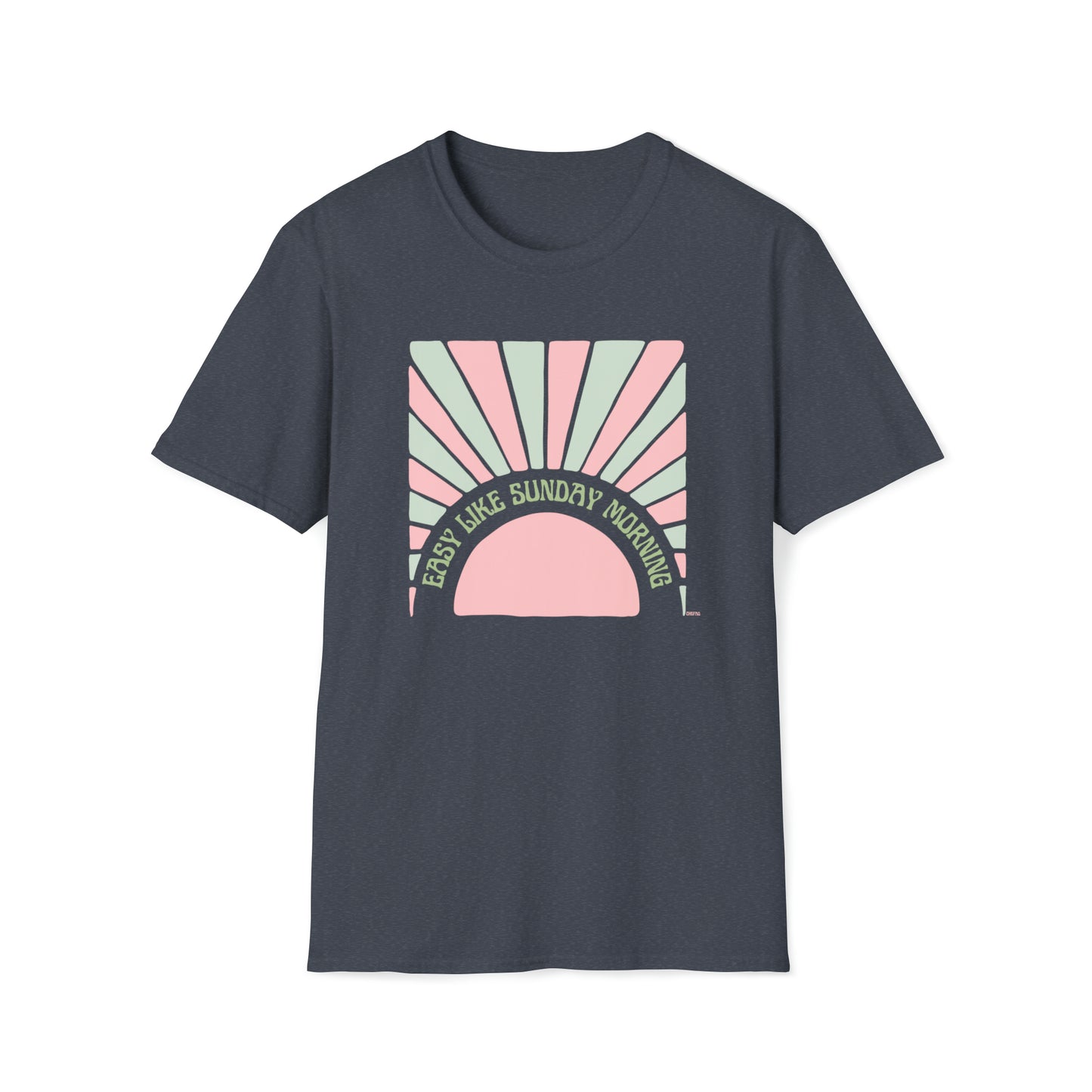 Easy Like Sunday Morning Pink & Green, Unisex Softstyle T-Shirt