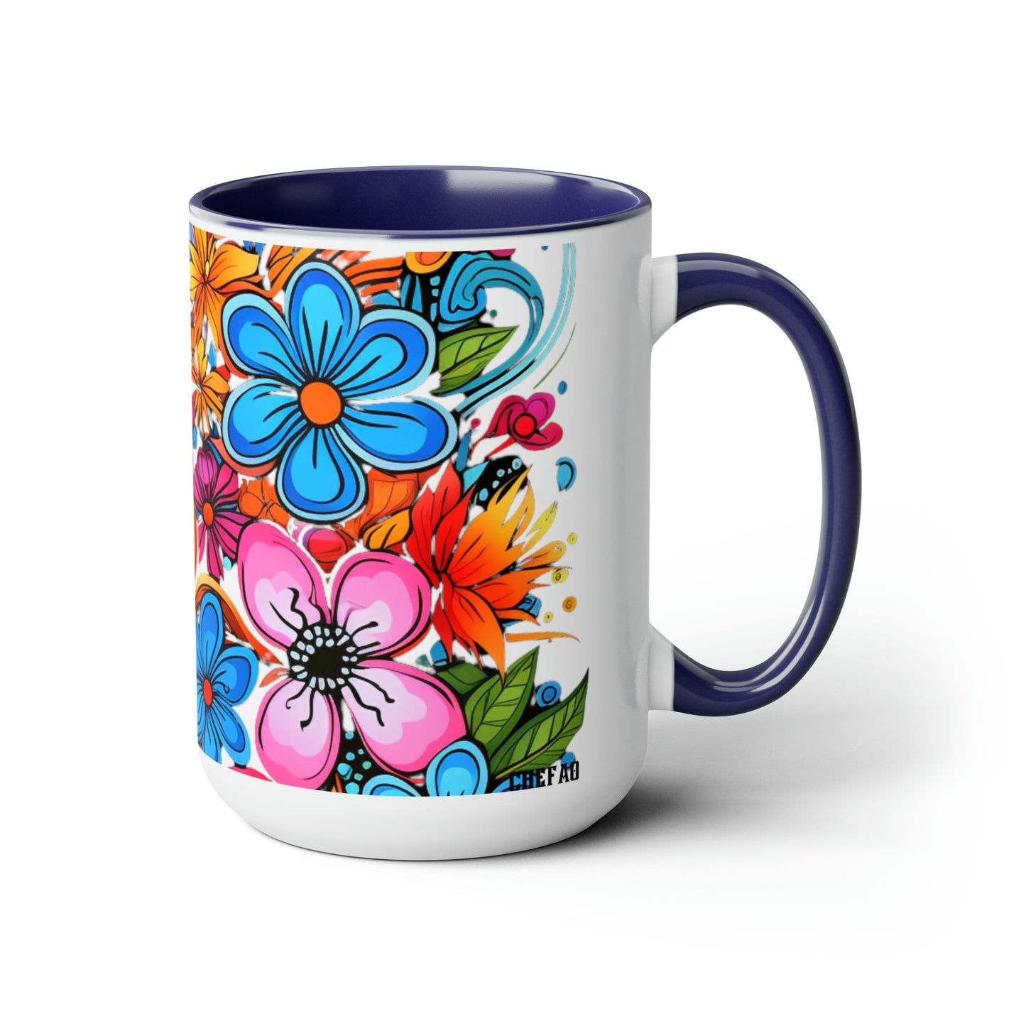 Happy Floral Design, Coffee Mug, 15oz