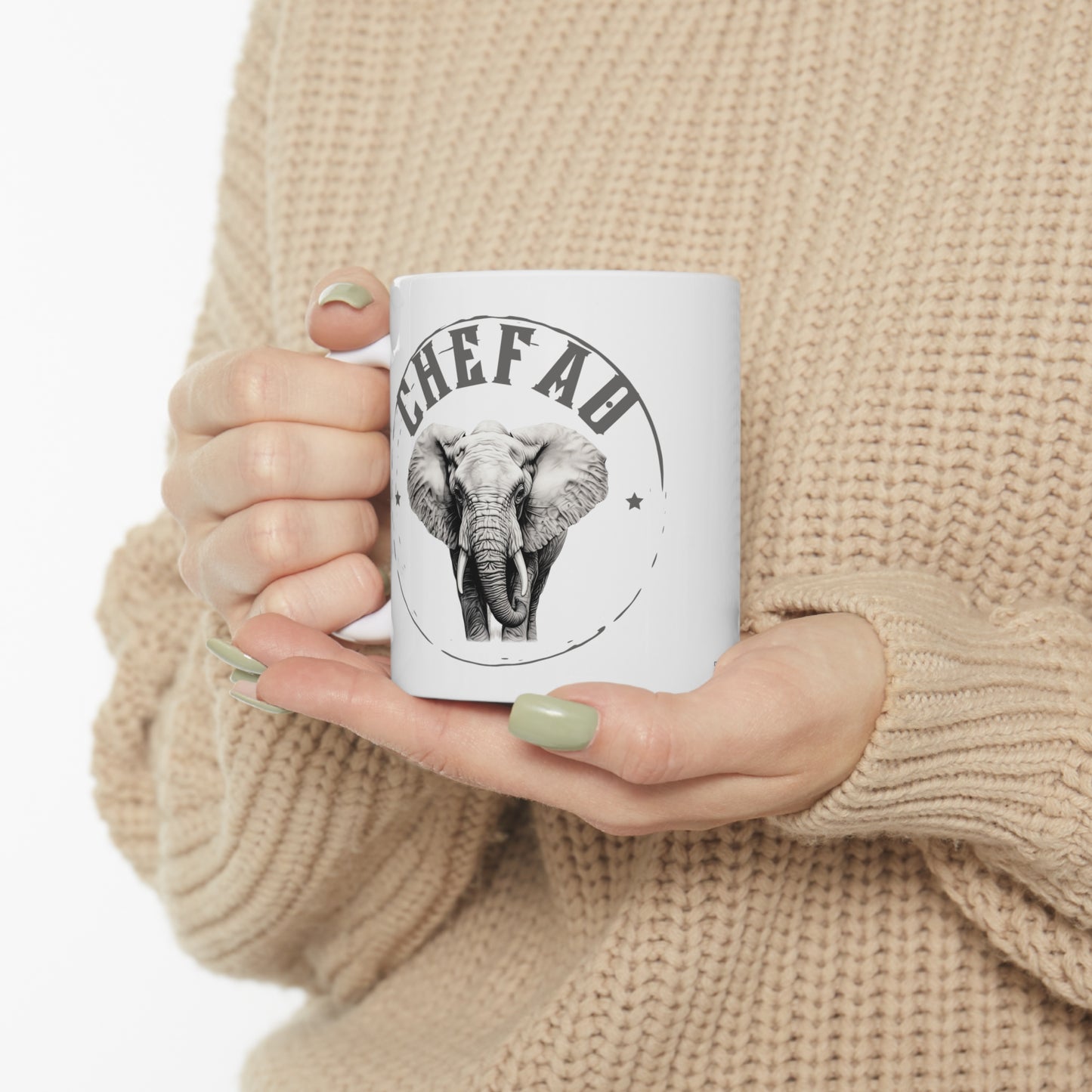 Chefao Elephant I, White Coffee Mug, 11oz