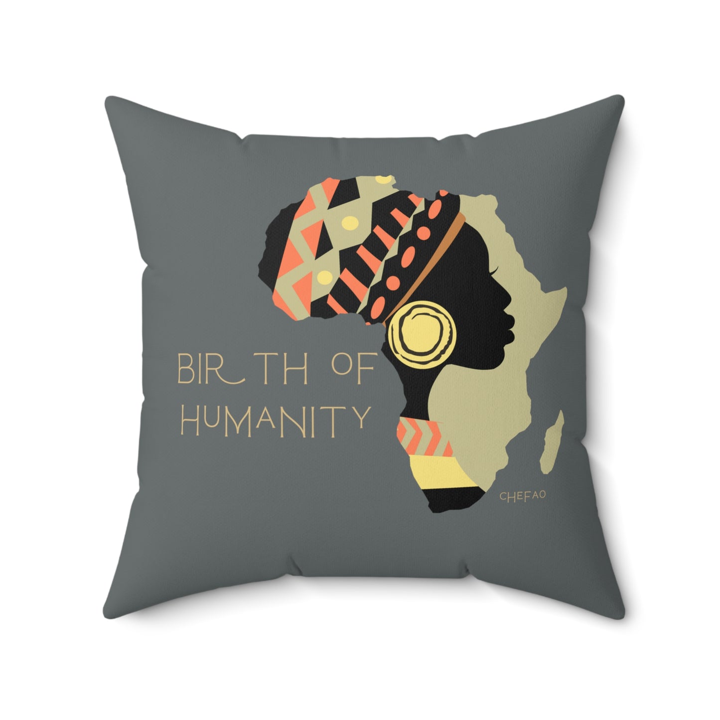 Birth of Humanity™ II (Gray), Spun Polyester Square Pillow