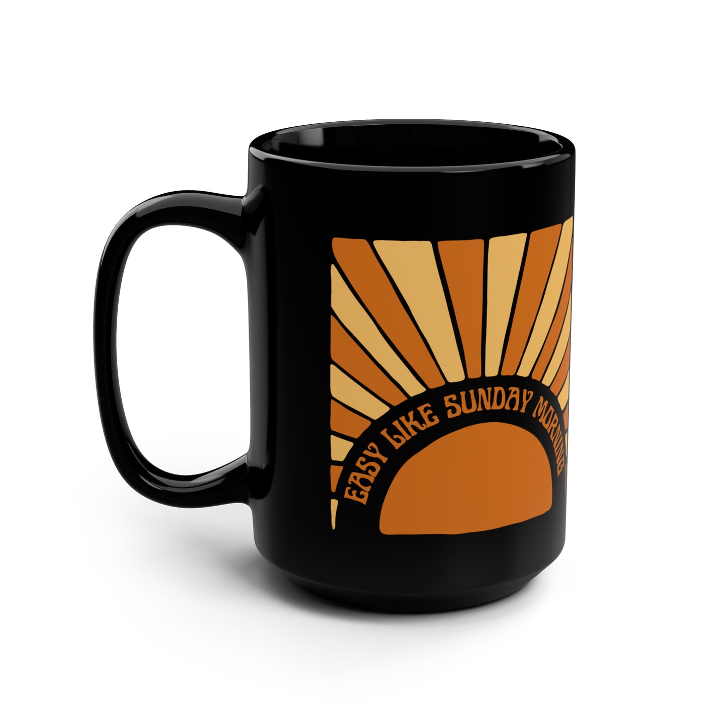 Easy Like Sunday Morning, Black Mug, 15oz