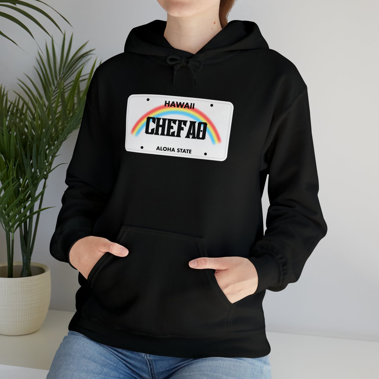 Chefao Hawaii License Plate I, Unisex Heavy Blend Hooded Sweatshirt