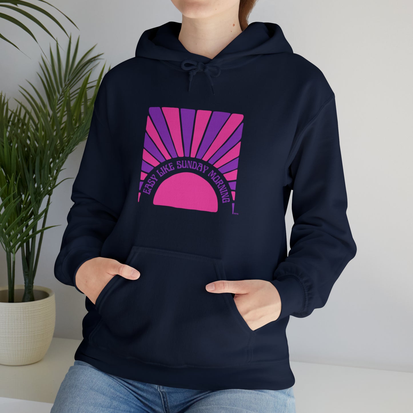 Easy Like Sunday Morning Pink & Purple, Unisex Heavy Blend Hooded Sweatshirt