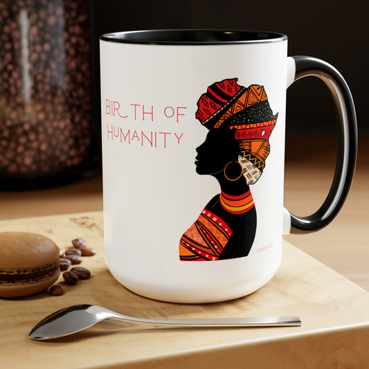 Birth of Humanity™ I (Red), Two-Tone Coffee Mugs, 15oz