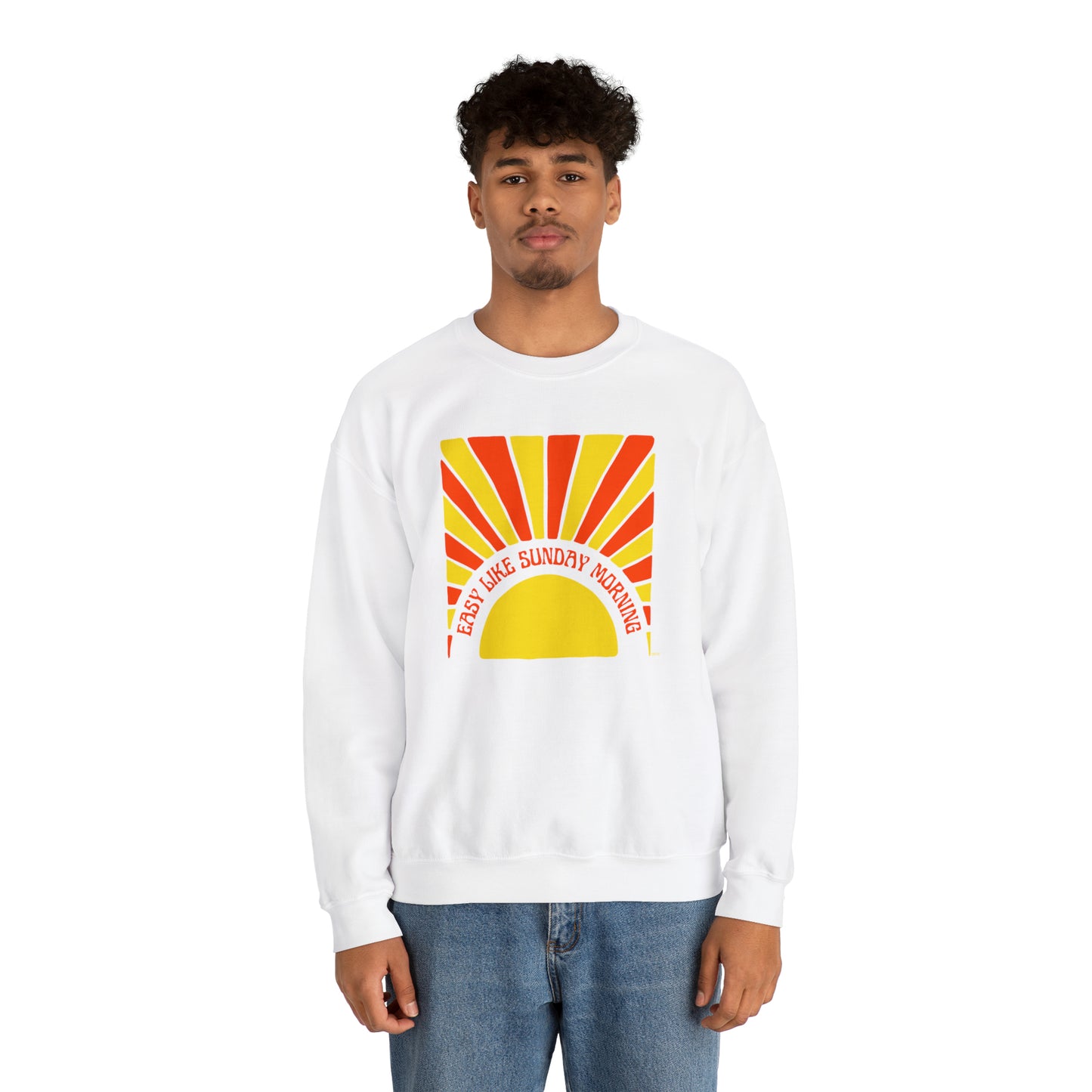 Easy Like Sunday Morning Orange & Yellow, Unisex Heavy Blend Crewneck Sweatshirt