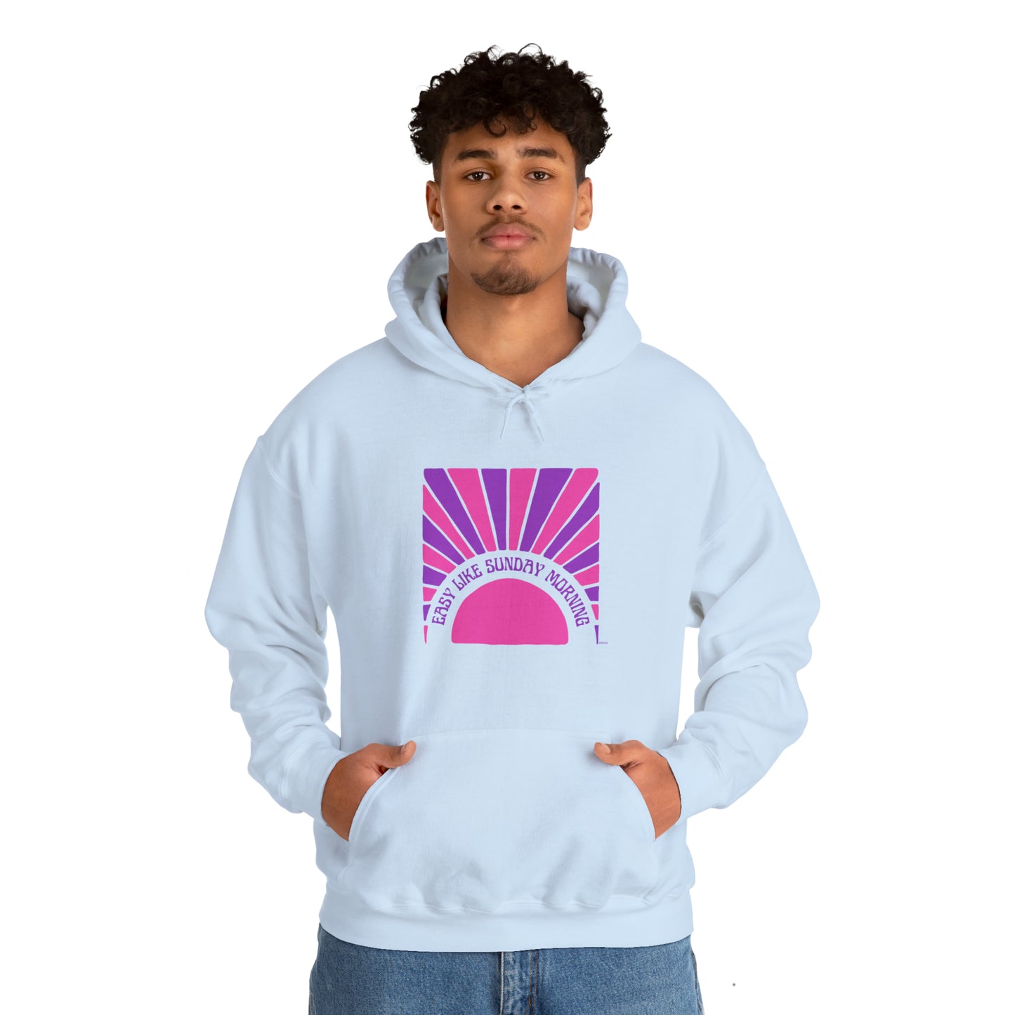 Easy Like Sunday Morning Pink & Purple, Unisex Heavy Blend Hooded Sweatshirt
