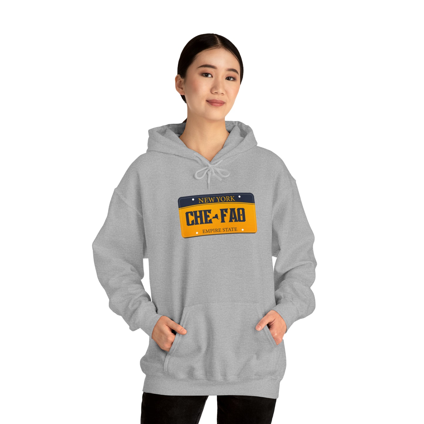 Chefao New York License Plate I, Unisex Heavy Blend Hooded Sweatshirt