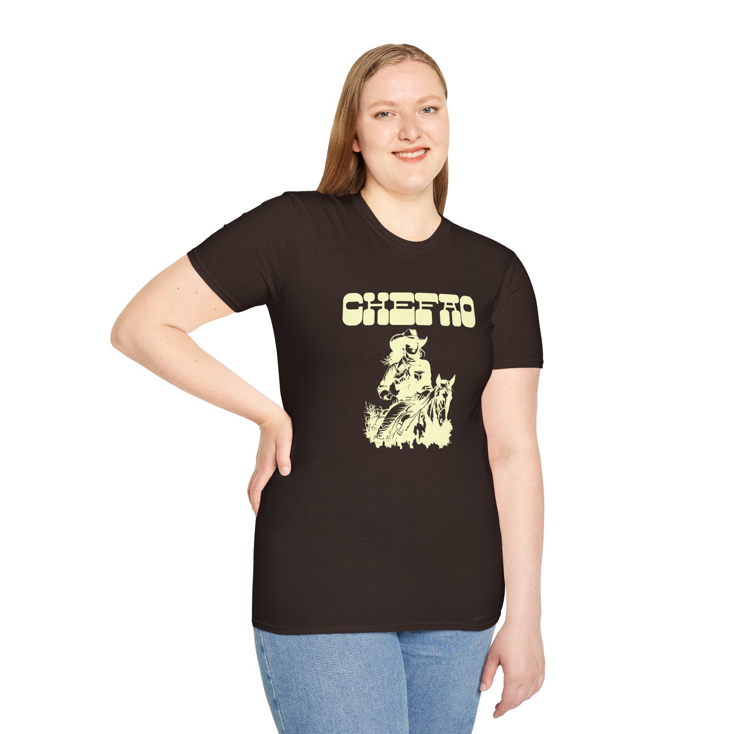 Chefao Cowgirl V, Unisex Softstyle T-Shirt