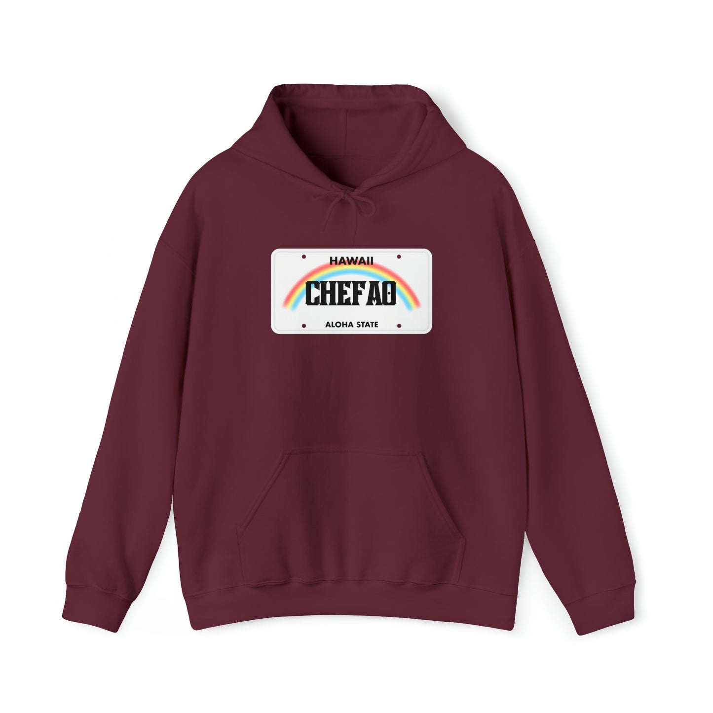 Chefao Hawaii License Plate I, Unisex Heavy Blend Hooded Sweatshirt