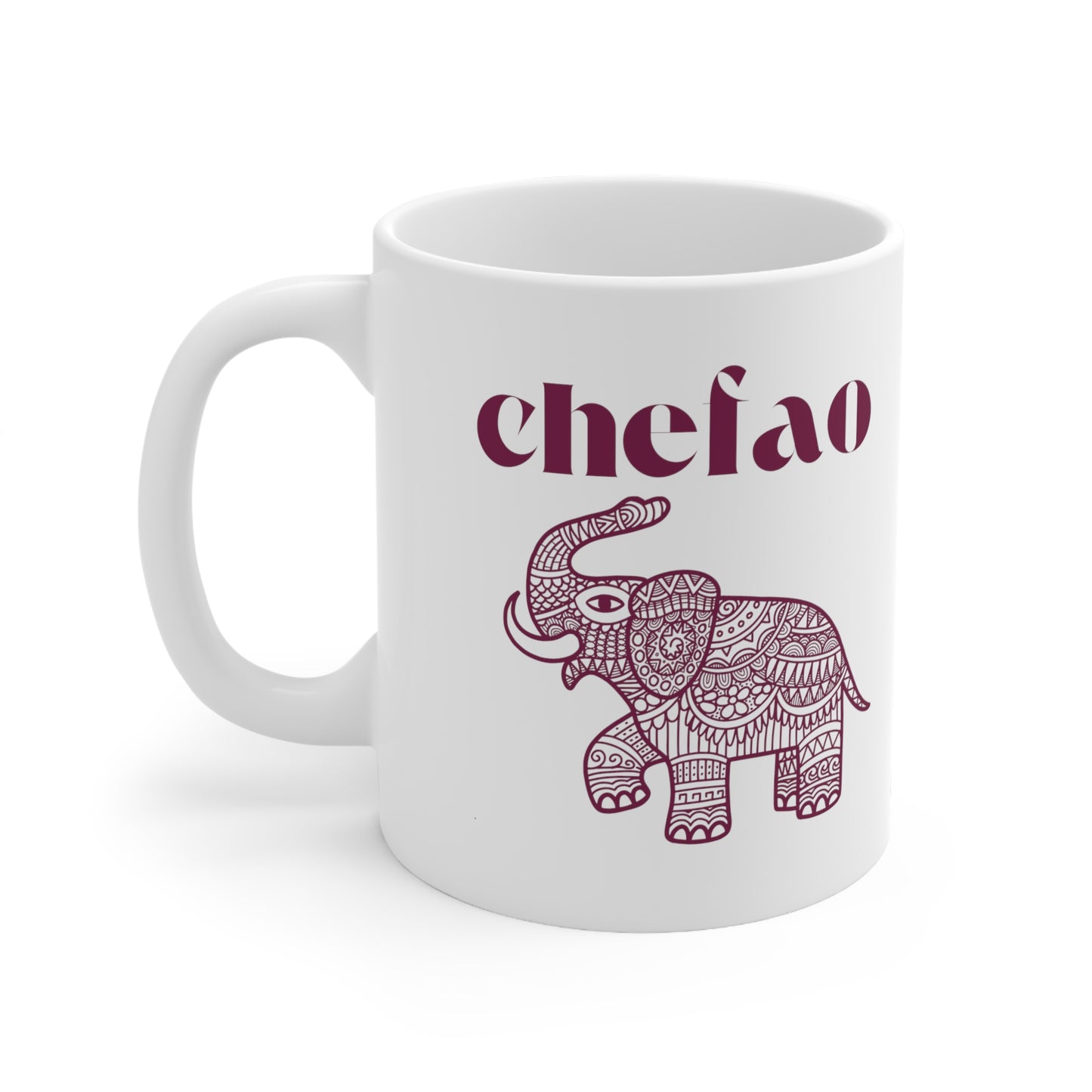 Chefao Elephant III, White Coffee Mug, 11oz