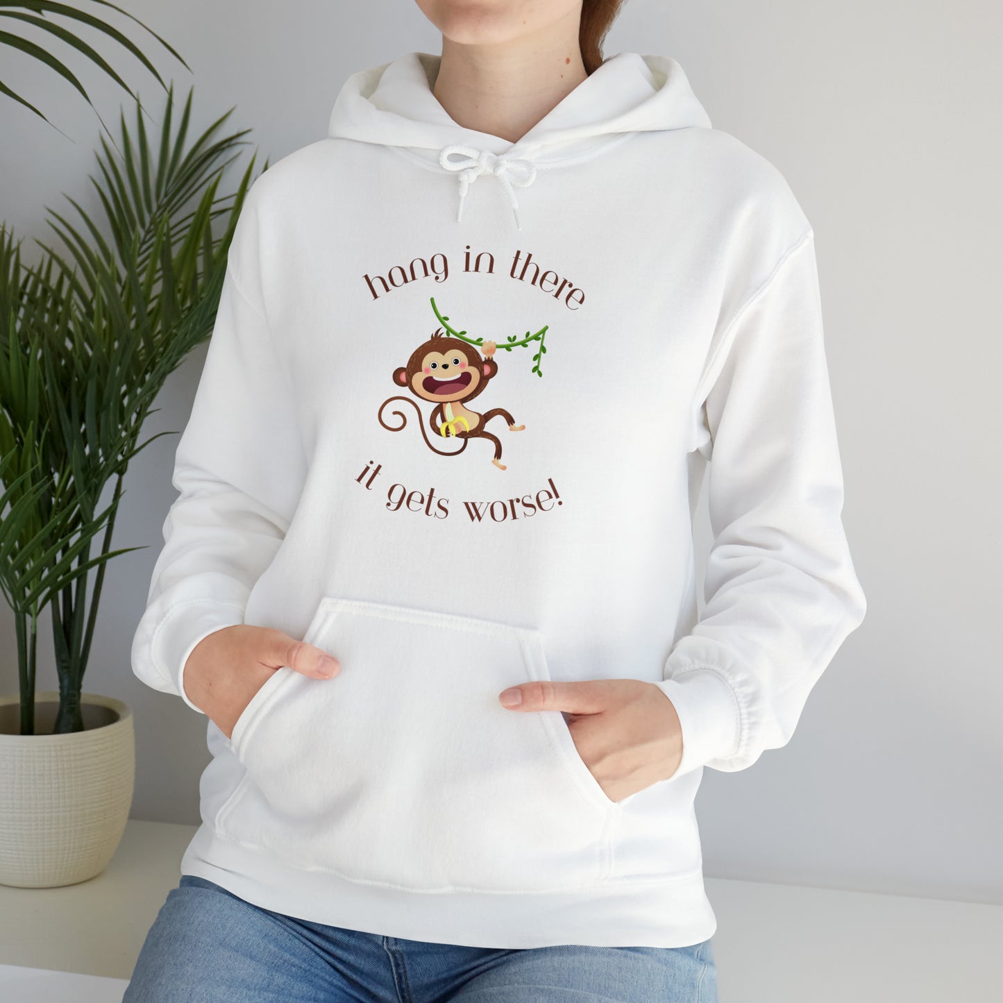 Hang In There It Gets Worse I, Unisex Heavy Blend™ Hooded Sweatshirt