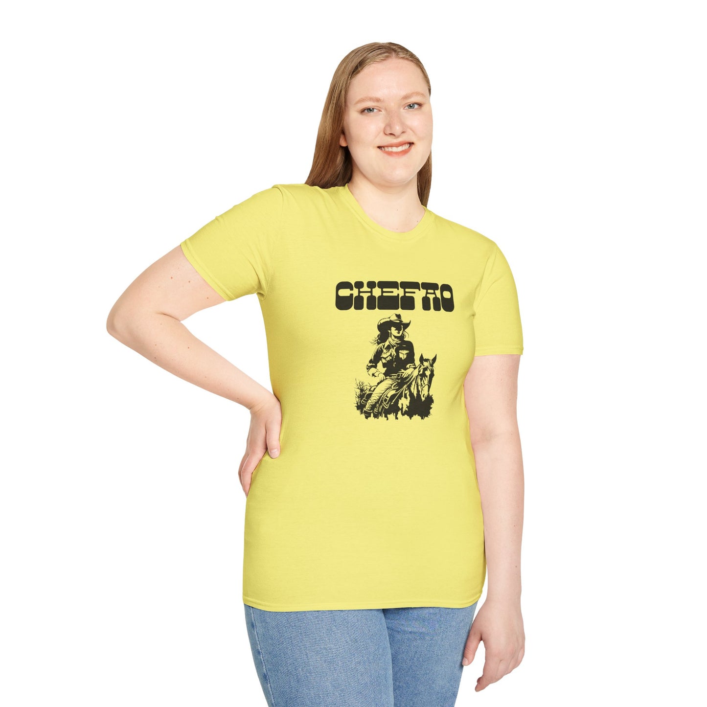 Chefao Cowgirl V, Unisex Softstyle T-Shirt