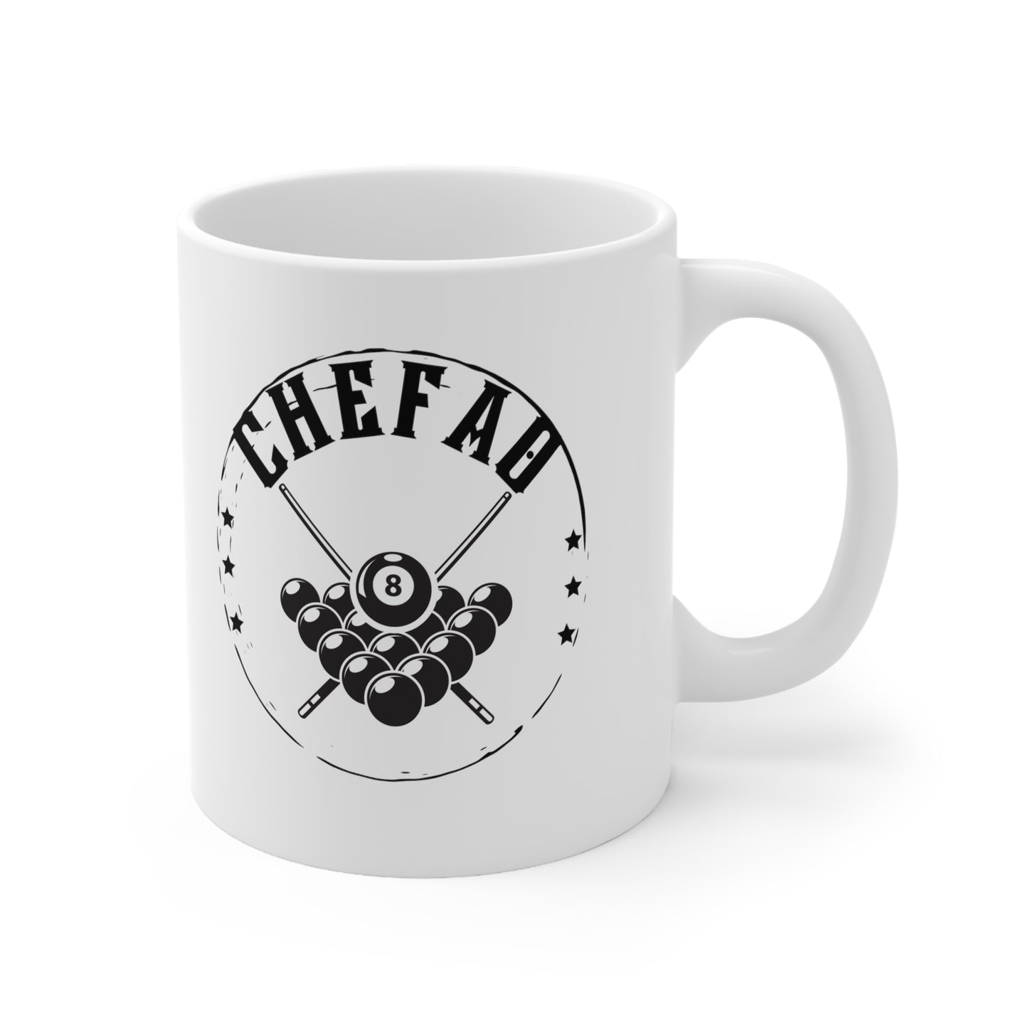 Chefao Billiards I, White Coffee Mug, 11oz