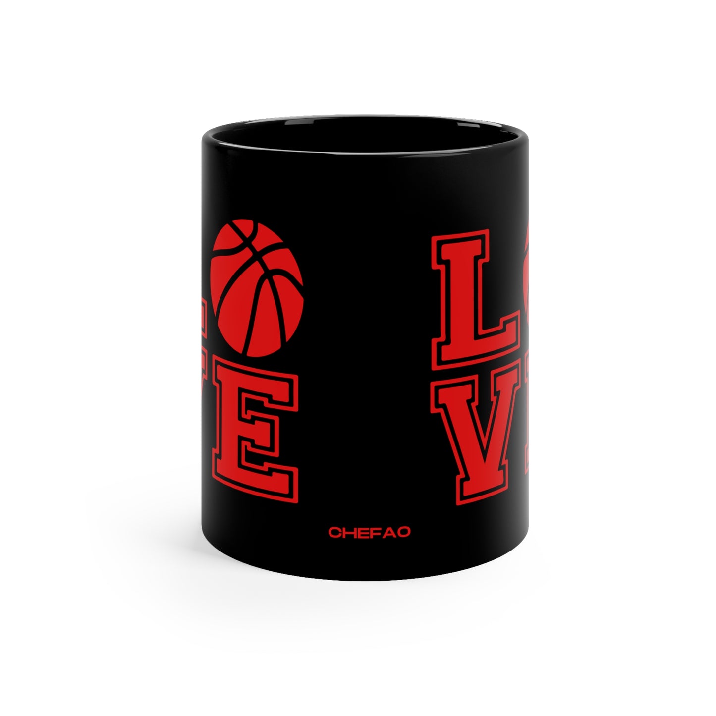 Chefao Love Basketball I, Black Coffee Mug, 11oz