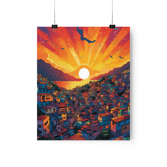 Sunrise Over Favela, Premium Matte Vertical Posters